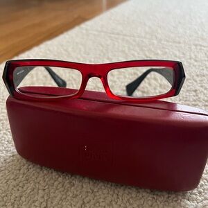 Alain Mikli 0038-08 Red Rectangular Glasses with Case